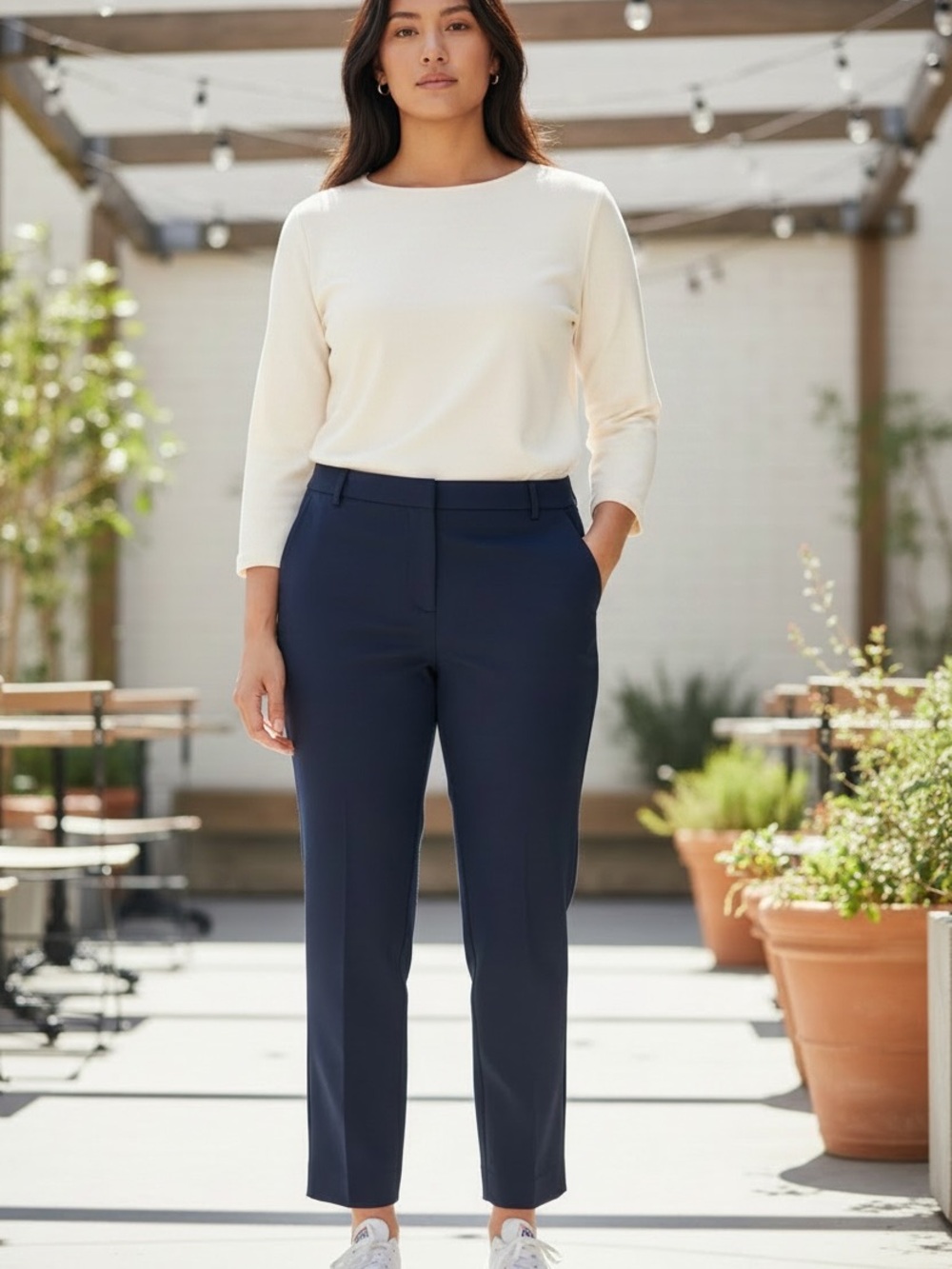 Yacht Esthetic Liz Claiborne Navy Straight-Leg Ankle Comfy Pant Size 22